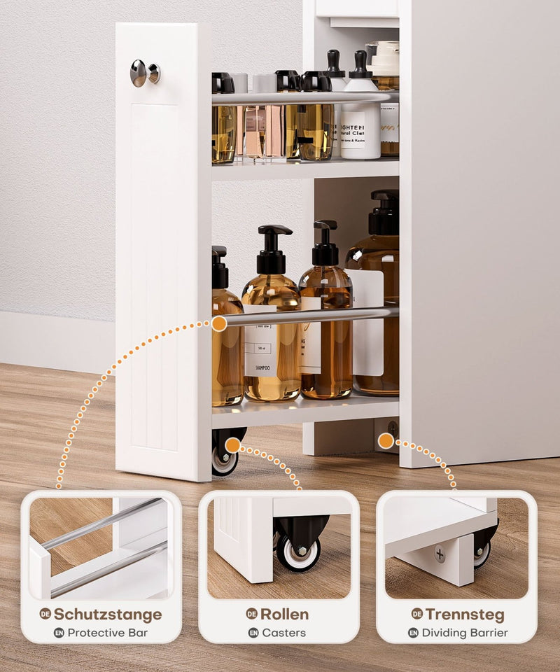 Yorbay schmaler Badezimmerschrank mit Schubladen, 18×40×70 cm - YB114-D061 - 6 - yorbiy.com