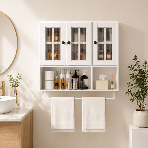 Yorbay wandhängender Badezimmerschrank mit 3 Türen, 88 × 26 × 83,5 cm - YW021-D090 - 2 - yorbiy.com