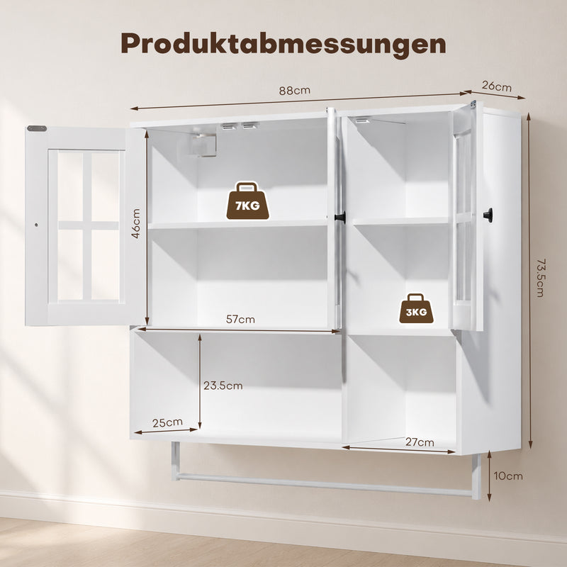 Yorbay wandhängender Badezimmerschrank mit 3 Türen, 88 × 26 × 83,5 cm - YW021-D090 - 3 - yorbiy.com