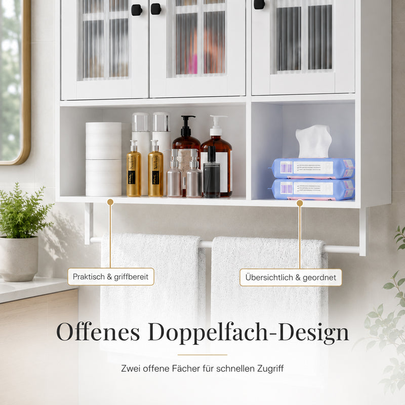Yorbay wandhängender Badezimmerschrank mit 3 Türen, 88 × 26 × 83,5 cm - YW021-D090 - 6 - yorbiy.com