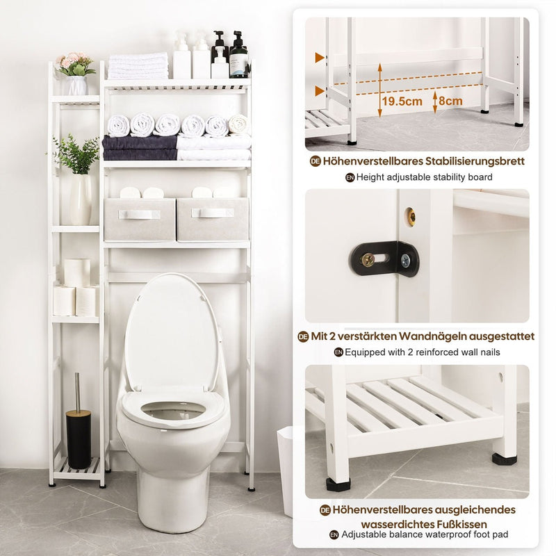 Yorbay Toilettenregal aus Bambus mit 2 Aufbewahrungsboxen und höhenverstellbaren Ablagen - F201 - 5 - yorbiy.com