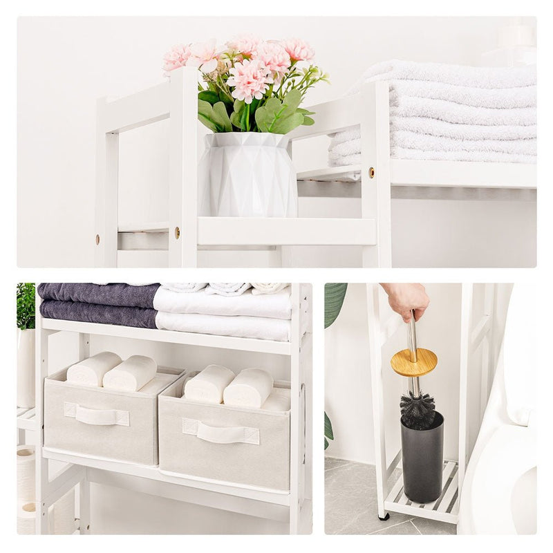 Yorbay Toilettenregal aus Bambus mit 2 Aufbewahrungsboxen und höhenverstellbaren Ablagen - F201 - 10 - yorbiy.com