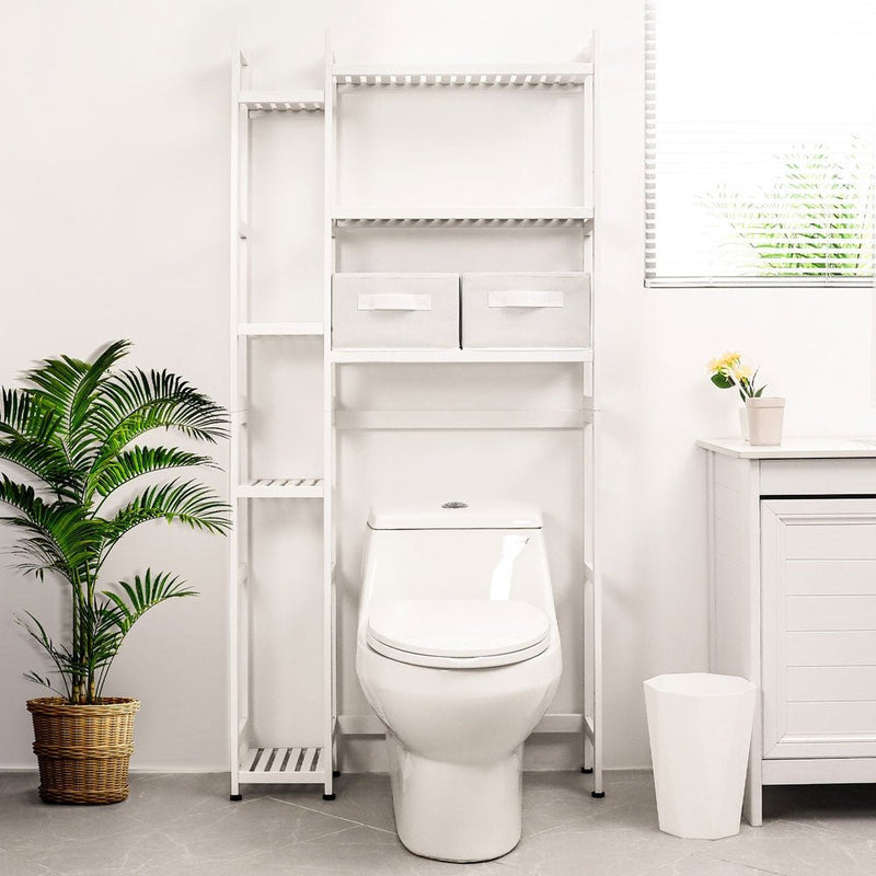 Yorbay Toilettenregal aus Bambus mit 2 Aufbewahrungsboxen und höhenverstellbaren Ablagen - F201 - 8 - yorbiy.com