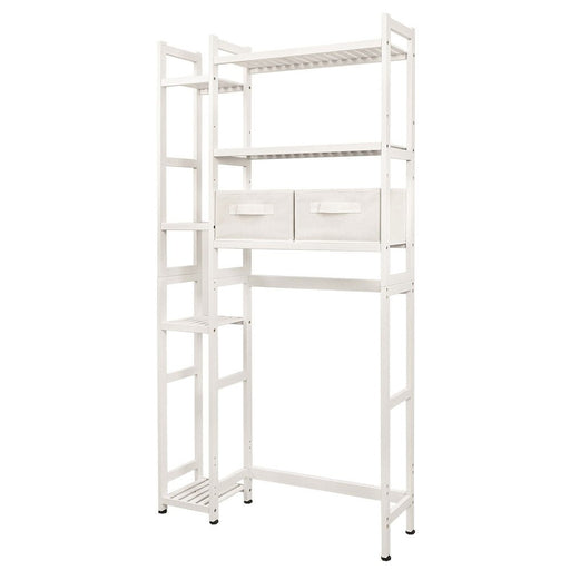 Yorbay Toilettenregal aus Bambus mit 2 Aufbewahrungsboxen und höhenverstellbaren Ablagen - F201 - 3 - yorbiy.com