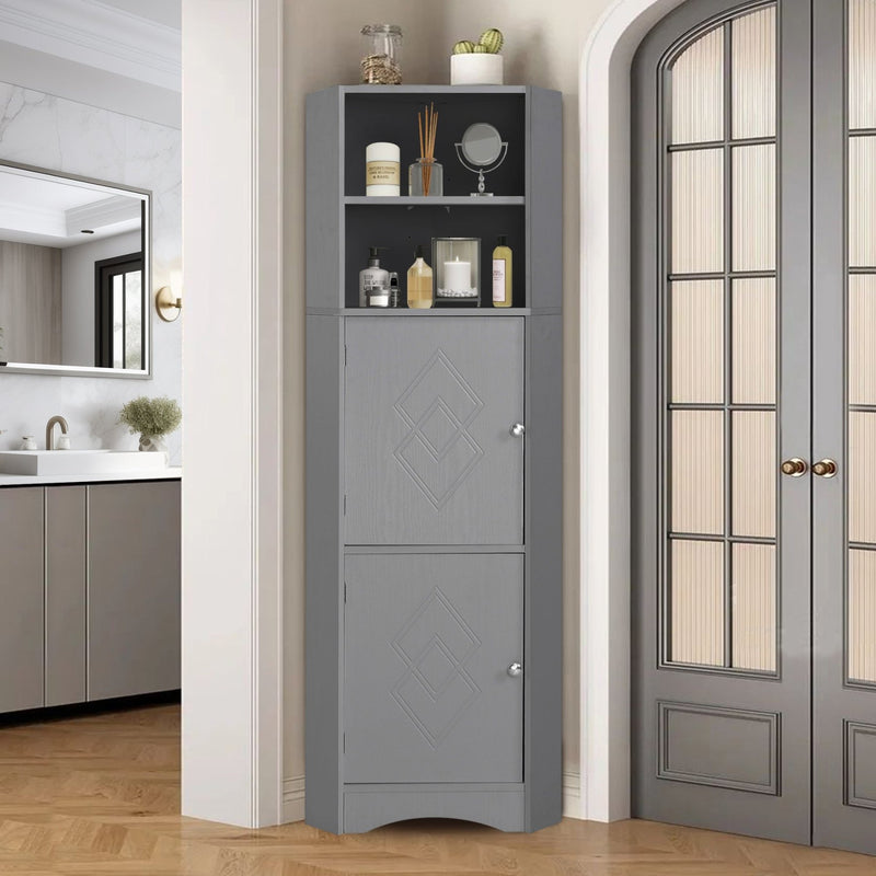 Eck - Badschrank mit zwei Ablagefächern und verstellbarem Einlegeboden - YB - WF314510AAE - 2 - yorbiy.com