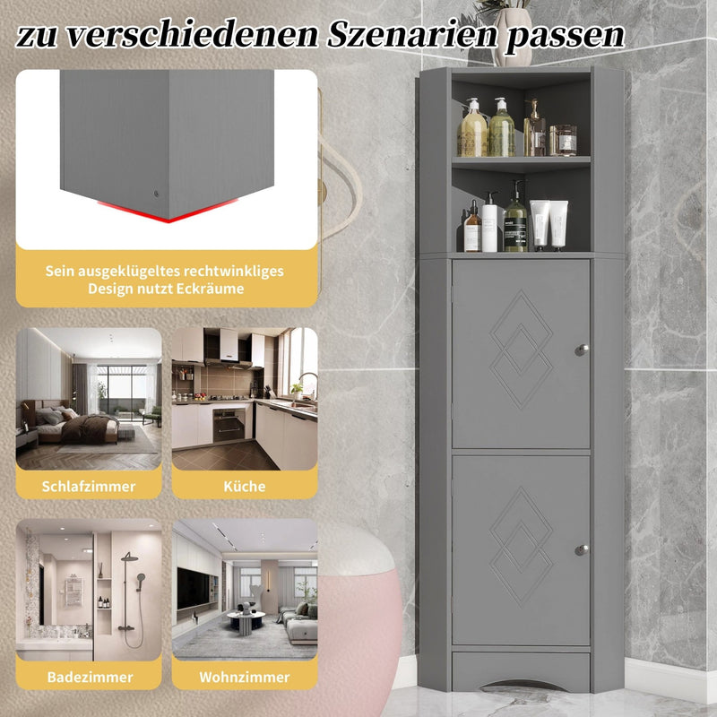Eck - Badschrank mit zwei Ablagefächern und verstellbarem Einlegeboden - YB - WF314510AAE - 7 - yorbiy.com