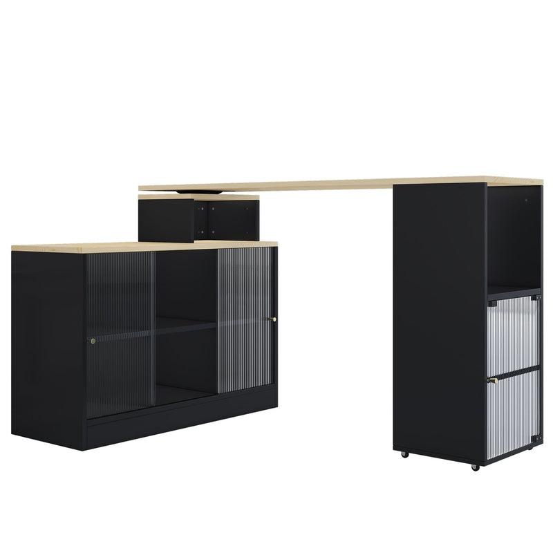 Ausziehbarer Bartisch mit Stauraum, schwarz - YB - N634P19989703S - 1 - yorbiy.com