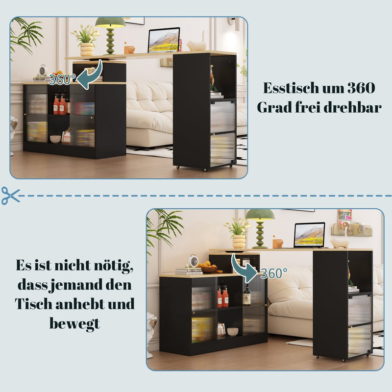 Ausziehbarer Bartisch mit Stauraum, schwarz - YB - N634P19989703S - 4 - yorbiy.com