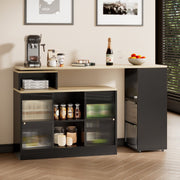 Ausziehbarer Bartisch mit Stauraum, schwarz - YB - N634P19989703S - 7 - yorbiy.com