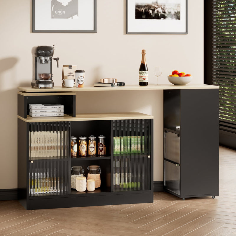 Ausziehbarer Bartisch mit Stauraum, schwarz - YB - N634P19989703S - 7 - yorbiy.com