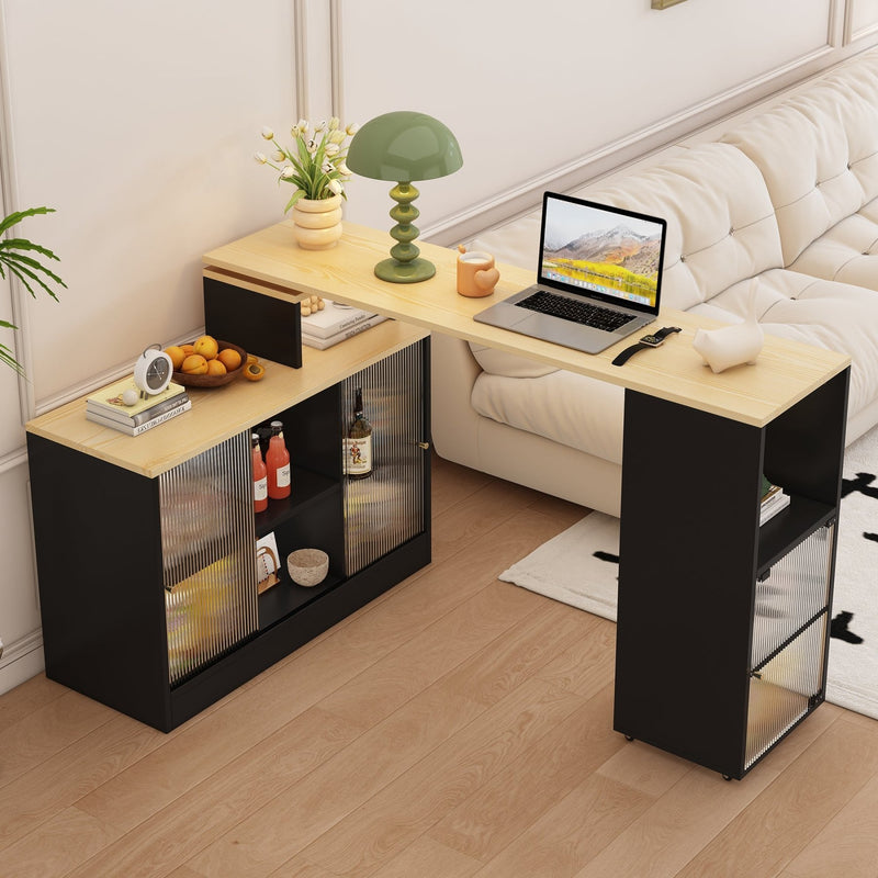Ausziehbarer Bartisch mit Stauraum, schwarz - YB - N634P19989703S - 8 - yorbiy.com