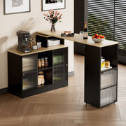 Ausziehbarer Bartisch mit Stauraum, schwarz - YB - N634P19989703S - 9 - yorbiy.com
