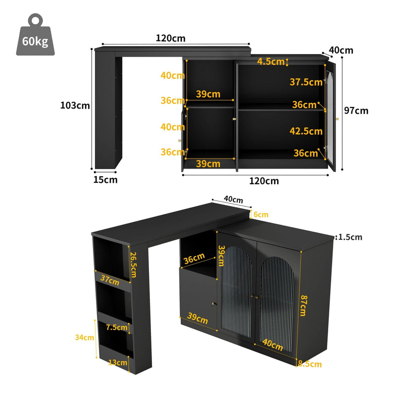 Um 360° drehbarer Bartisch, multifunktionaler Ess - und Barschrank - YB - N620P20771214S - 12 - yorbiy.com