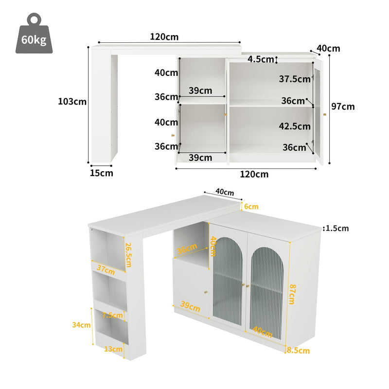 Um 360° drehbarer Bartisch, multifunktionaler Ess - und Barschrank - YB - N620P20771214W - 3 - yorbiy.com