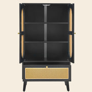 Sideboard in Schwarz mit Rattan - Design, mit 2 Türen und 1 Schublade - YB - WF316082BAA - 7 - yorbiy.com