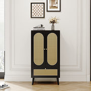 Sideboard in Schwarz mit Rattan - Design, mit 2 Türen und 1 Schublade - YB - WF316082BAA - 2 - yorbiy.com