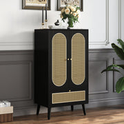 Sideboard in Schwarz mit Rattan - Design, mit 2 Türen und 1 Schublade - YB - WF316082BAA - 8 - yorbiy.com