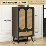 Sideboard in Schwarz mit Rattan - Design, mit 2 Türen und 1 Schublade - YB - WF316082BAA - 3 - yorbiy.com