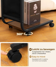 Yorbay C - förmiger Beistelltisch auf Rollen, 30×45×65 cm - YB058-T052A - 7 - yorbiy.com