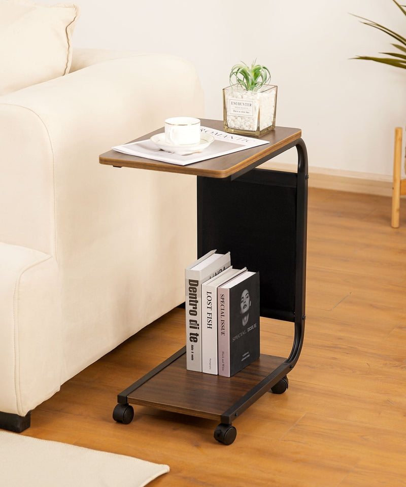Yorbay C - förmiger Beistelltisch auf Rollen, 30×45×65 cm - YB058-T052A - 8 - yorbiy.com