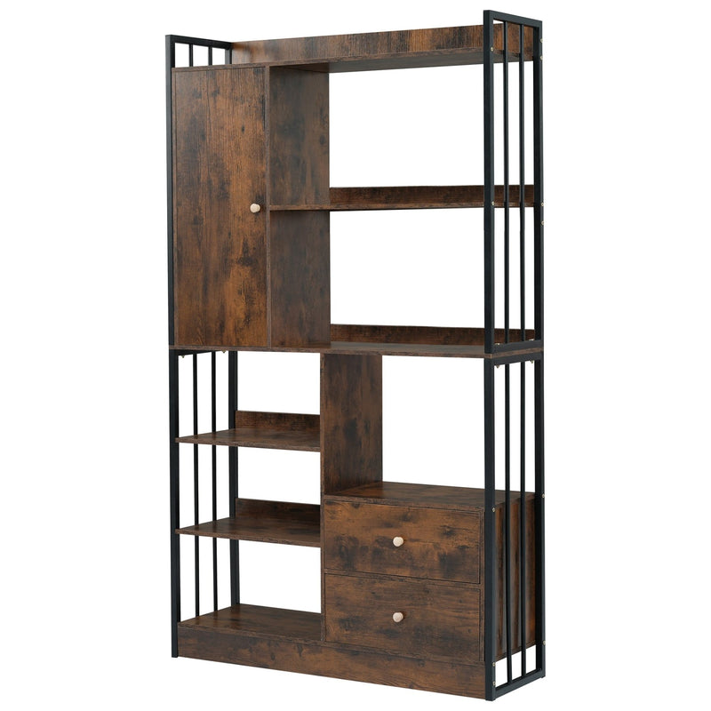 Bücherregal mit Türen und Schubladen, Stahlregal - YB - LY314702AAB - 1 - yorbiy.com