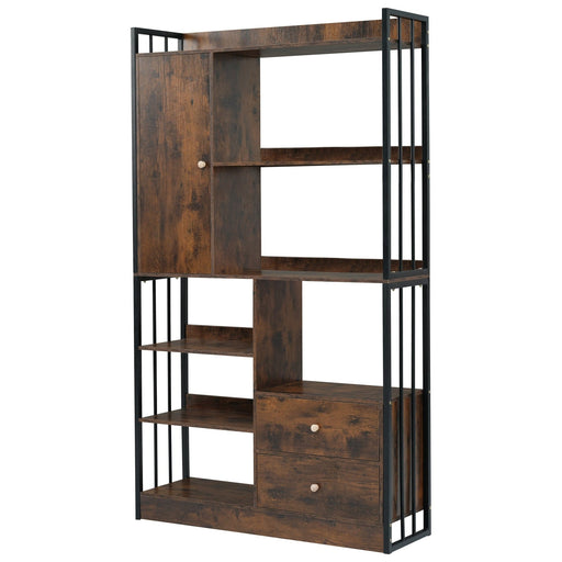 Bücherregal mit Türen und Schubladen, Stahlregal - YB - LY314702AAB - 1 - yorbiy.com
