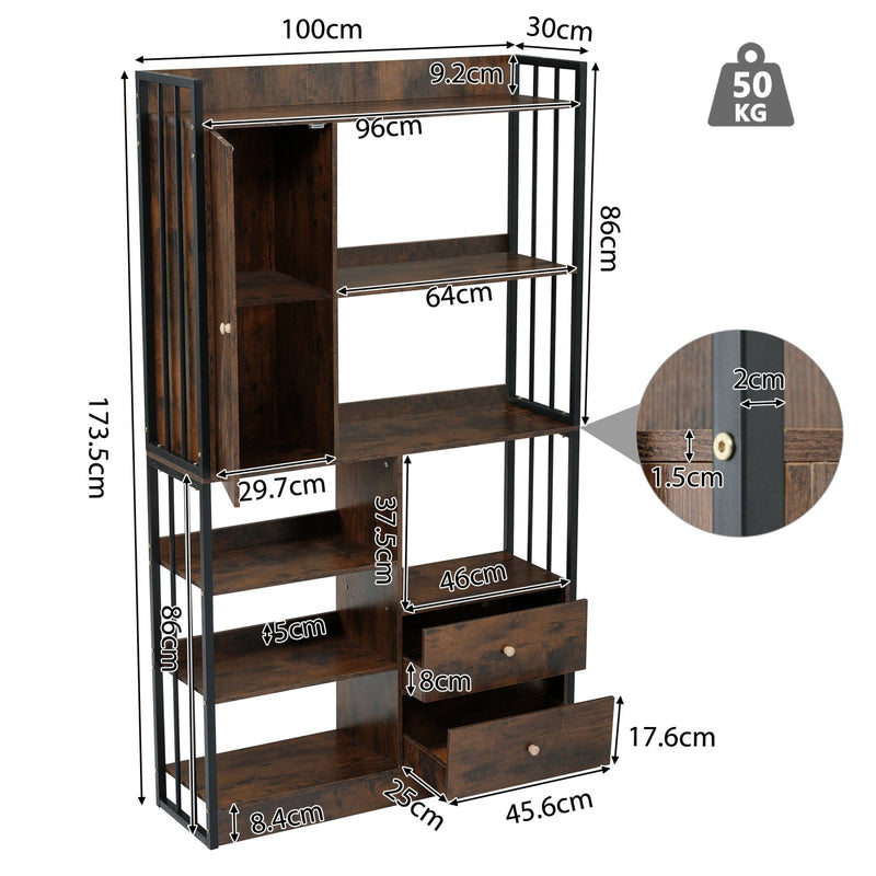 Bücherregal mit Türen und Schubladen, Stahlregal - YB - LY314702AAB - 3 - yorbiy.com