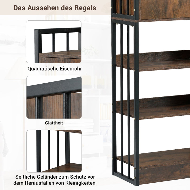 Bücherregal mit Türen und Schubladen, Stahlregal - YB - LY314702AAB - 4 - yorbiy.com