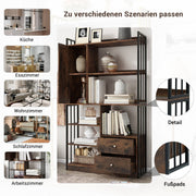 Bücherregal mit Türen und Schubladen, Stahlregal - YB - LY314702AAB - 7 - yorbiy.com