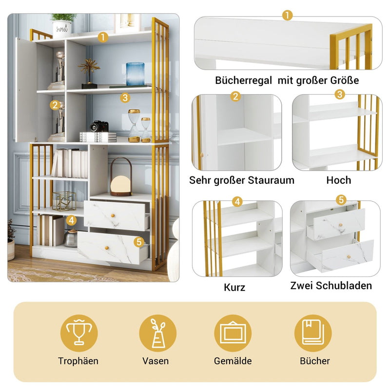 Bücherregal mit Türen und Schubladen, Stahlregal - YB - LY314702AAA - 15 - yorbiy.com