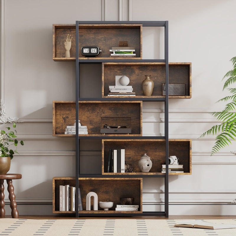 Industrielles Bücherregal mit 5 Etagen, 176 x 121 x 35 cm - YB - LY237022AAA - 2 - yorbiy.com