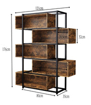 Industrielles Bücherregal mit 5 Etagen, 176 x 121 x 35 cm - YB - LY237022AAA - 3 - yorbiy.com