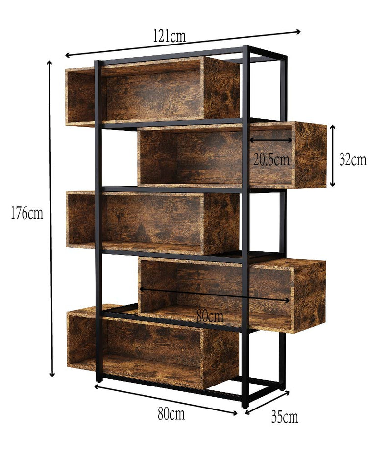 Industrielles Bücherregal mit 5 Etagen, 176 x 121 x 35 cm - YB - LY237022AAA - 3 - yorbiy.com