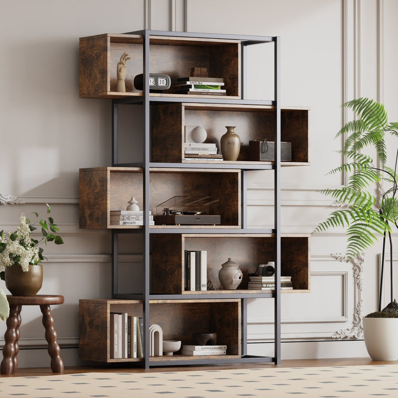 Industrielles Bücherregal mit 5 Etagen, 176 x 121 x 35 cm - YB - LY237022AAA - 5 - yorbiy.com