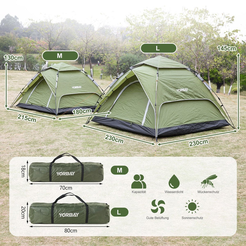 Yorbay Pop - Up - Zelt für 3 - 4 Personen Grün - YB004-S092 - 3 - yorbiy.com