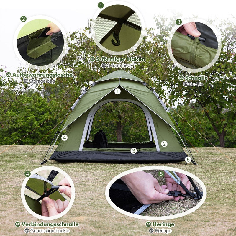 Yorbay Pop - Up - Zelt für 3 - 4 Personen Grasgrün - YB004-S093 - 7 - yorbiy.com