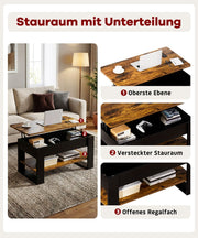 Yorbay Couchtisch mit Lift - Top, Stauraum & Ablage - YW005-D072 - 5 - yorbiy.com