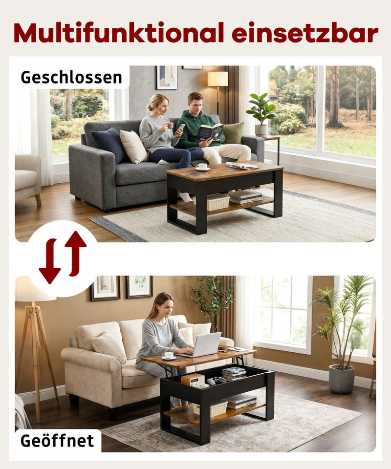 Yorbay Couchtisch mit Lift - Top, Stauraum & Ablage - YW005-D072 - 7 - yorbiy.com