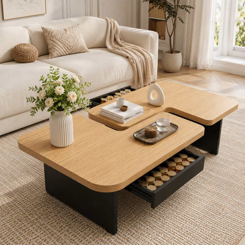Yorbay LED Couchtisch 2er-Set modular mit 2 Schubladen - YW024-D094 - 11 - yorbiy.com