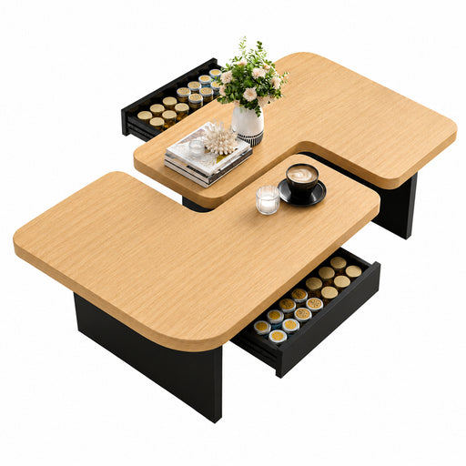 Yorbay LED Couchtisch 2er-Set modular mit 2 Schubladen - YW024-D094 - 1 - yorbiy.com