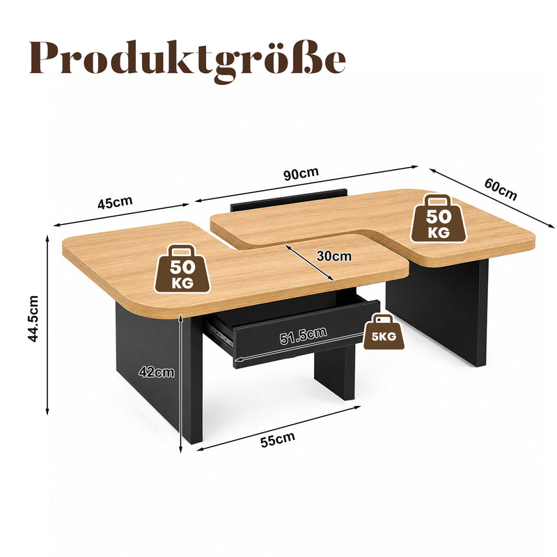 Yorbay LED Couchtisch 2er-Set modular mit 2 Schubladen - YW024-D094 - 3 - yorbiy.com