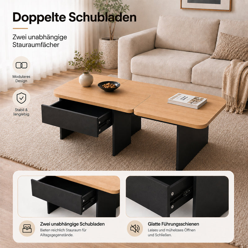Yorbay LED Couchtisch 2er-Set modular mit 2 Schubladen - YW024-D094 - 6 - yorbiy.com