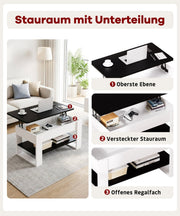 Yorbay Couchtisch mit Lift - Top, Stauraum & Ablage - YW005-D072 - 14 - yorbiy.com