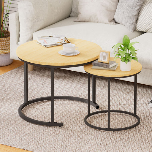 Yorbay 2er - Set Couchtische Rund im Industrie - Design - YB105 - T074 - 2 - yorbiy.com