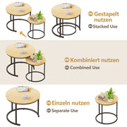 Yorbay 2er - Set Couchtische Rund im Industrie - Design - YB105 - T074 - 4 - yorbiy.com