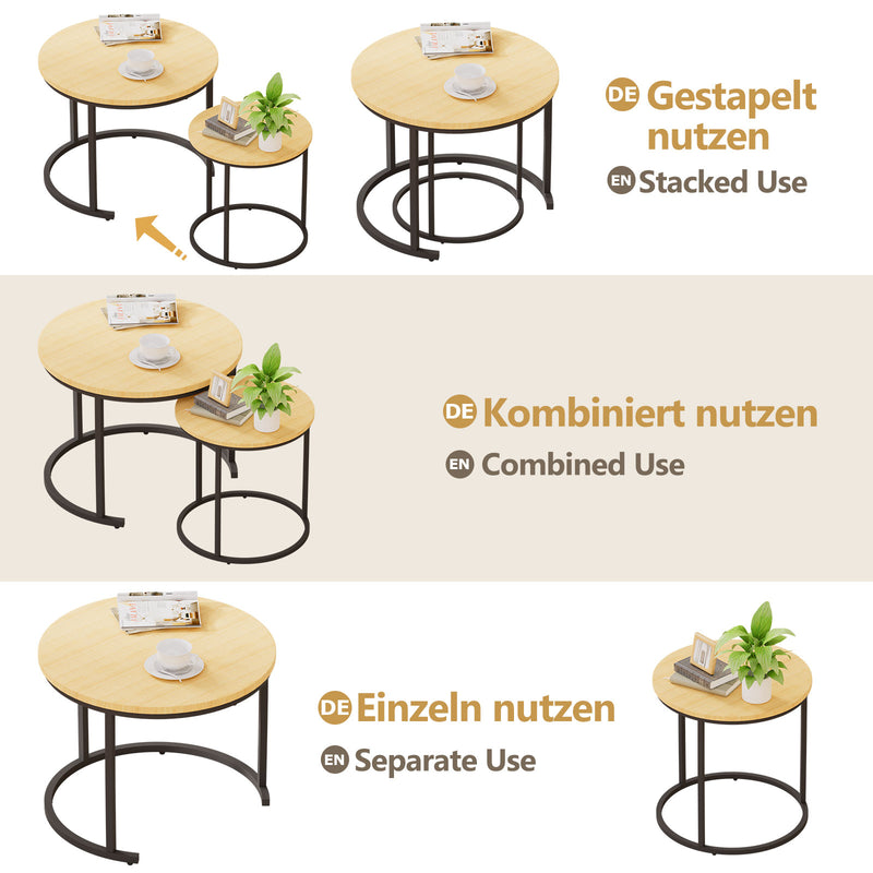 Yorbay 2er - Set Couchtische Rund im Industrie - Design - YB105 - T074 - 4 - yorbiy.com