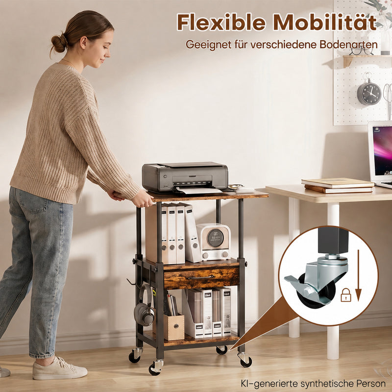 Yorbay Druckerständer mit Rollen höhenverstellbar 56–78 cm - YS035-T121 - 7 - yorbiy.com