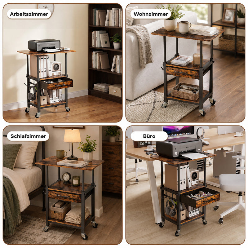 Yorbay Druckerständer mit Rollen höhenverstellbar 56–78 cm - YS035-T121 - 4 - yorbiy.com