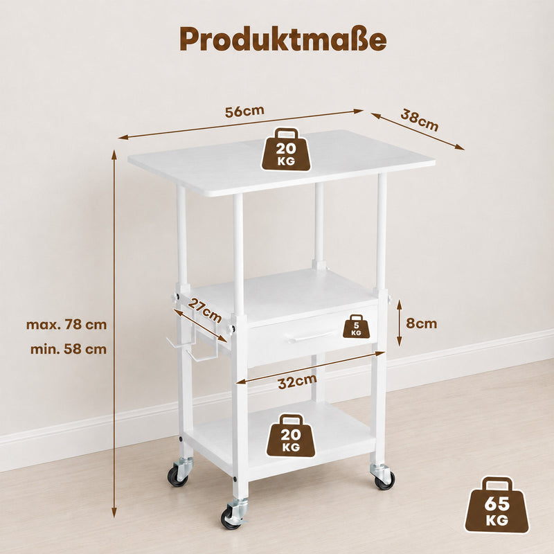 Yorbay Druckerständer mit Rollen höhenverstellbar 56–78 cm - YS035-T121 - 15 - yorbiy.com