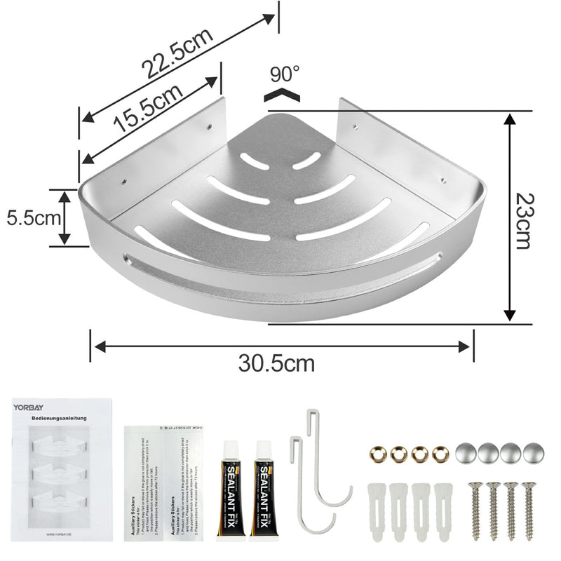 Yorbay 3 Stücke Duschregal aus Aluminium, ohne Bohren zu montieren - F06 - 10 - yorbiy.com